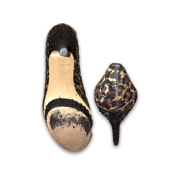 Sparkly Open toe leopard print pumps - Picture 4 of 4